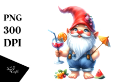 Cute Gnome Drinking Cocktail PNG Product Image 1