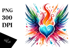 Colorful Paintbrush Fire Heart PNG Product Image 1