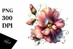 Detailed Sweet Pea Watercolor Splash | Clipart Product Image 1