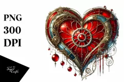 Red Stained Heart, Digital Painting PNG Product Image 1