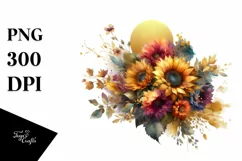 Vibrant Bouquet with Sunflower | Sublimation | Clipart Product Image 3