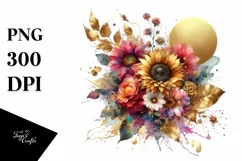 Vibrant Bouquet with Sunflower | Sublimation | Clipart Product Image 1