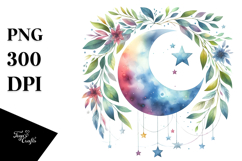 Vibrant Wimsical Moon Foliage Stars | Clipart Product Image 1