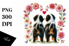 Cute Simple Flower Bernese Mountain Dog PNG Product Image 1
