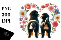 Cute Simple Flower Bernese Mountain Dog PNG Product Image 1