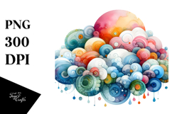 Colorful Watercolor Whimsical Cloud PNG Product Image 1
