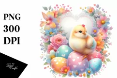Adorned Chicken with Heart, Pastel PNG Product Image 1