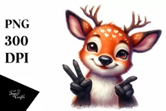 Funny Cute Deer Portrait Smiling Love | Sublimation Clipart Product Image 1