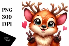 Funny Cute Deer Portrait Smiling Love | Sublimation Clipart Product Image 3