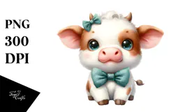 Happy Funny Baby Cow PNG Product Image 1