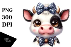 Happy Funny Baby Cow PNG Product Image 1