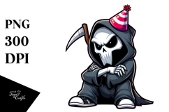 Aggressive Reaper with Birthday Hat PNG Product Image 1
