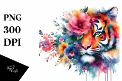 Vibrant Tiger Made of Flowers | Clipart Product Image 1