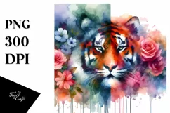 Vibrant Tiger Made of Flowers | Clipart Product Image 1