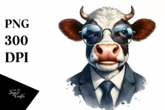 Funny Cute Cow Smiling Suit Retro | Sublimation Clipart Product Image 1