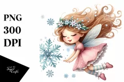 Cute Fairy Tumbling with Snowflakes PNG Product Image 3