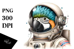Cute Baby Macaw with Astronaut Helmet, PNG Product Image 1