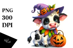 Cute Baby Cow Halloween PNG Product Image 1