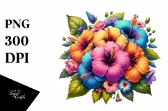 Colorful Hibiscus Bouquet | Sublimation | Clipart Product Image 3