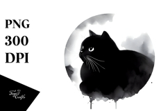 Simple Black Cat Portrait, Sophisticated PNG Product Image 1