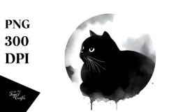 Simple Black Cat Portrait, Sophisticated PNG Product Image 1