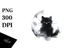 Eerie Black Cat Illustration, Bold PNG Product Image 1