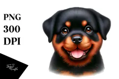 Watercolor Cute Rottweiler PNG Product Image 1