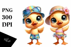 Baby Duck at the Beach | Sublimation Clipart Product Image 1