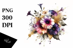 Vibrant Abstract Bouquet with Gold Foil and Petunia Product Image 3