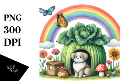 Colorful Dog House with Rainbow | Watercolor Clipart Product Image 1
