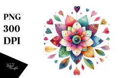 Colorful Heart Petals Boho Flower PNG Product Image 1