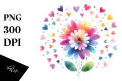 Colorful Heart Petals Boho Flower PNG Product Image 1