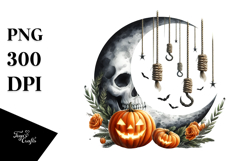 Halloween Moon with Jack O&#039; Lanterns PNG Product Image 1