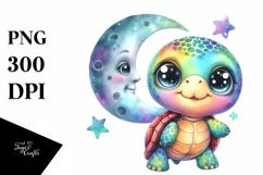 Colorful Moon Baby Turtle | Sublimation | Clipart Product Image 3