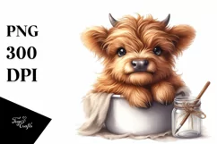 Cute Baby Highland Cow Sitting Jar Product Image 3