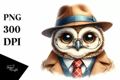 Funny Cute Owl Smiling Suit Retro | Sublimation Clipart Product Image 1
