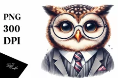 Funny Cute Owl Smiling Suit Retro | Sublimation Clipart Product Image 3