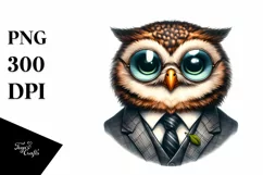 Funny Cute Owl Smiling Suit Retro | Sublimation Clipart Product Image 3