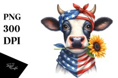 Confused Cow Portrait with Housewife Bandana | Clipart Product Image 3