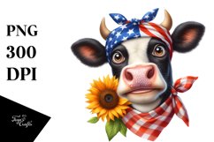 Confused Cow Portrait with Housewife Bandana | Clipart Product Image 1