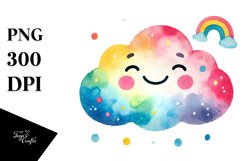 Simple Colorful Smiling Cloud PNG Product Image 1