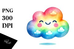 Simple Colorful Smiling Cloud PNG Product Image 1