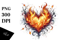 Red Glossy Fire Heart Digital Painting PNG Product Image 1