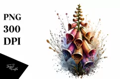 Wooden Foxglove with Metallic Insertions | Clipart Product Image 3