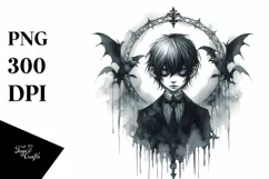 Washed Watercolor Gothic Boy | Sublimation Clipart Product Image 3