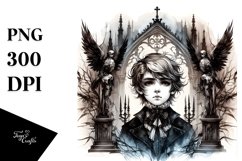 Washed Watercolor Gothic Boy | Sublimation Clipart Product Image 3