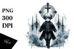 Washed Watercolor Gothic Boy | Sublimation Clipart Product Image 3