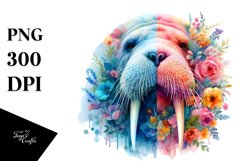 Artistic Watercolor Vibrant Walrus | Sublimation | Clipart Product Image 3