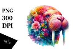 Artistic Watercolor Vibrant Walrus | Sublimation | Clipart Product Image 3