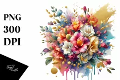 Colorful Bouquet with Freesia | Sublimation | Clipart Product Image 1